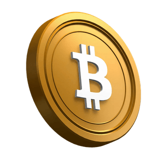 主视觉区设计中倾斜放置的比特币（BTC）硬币